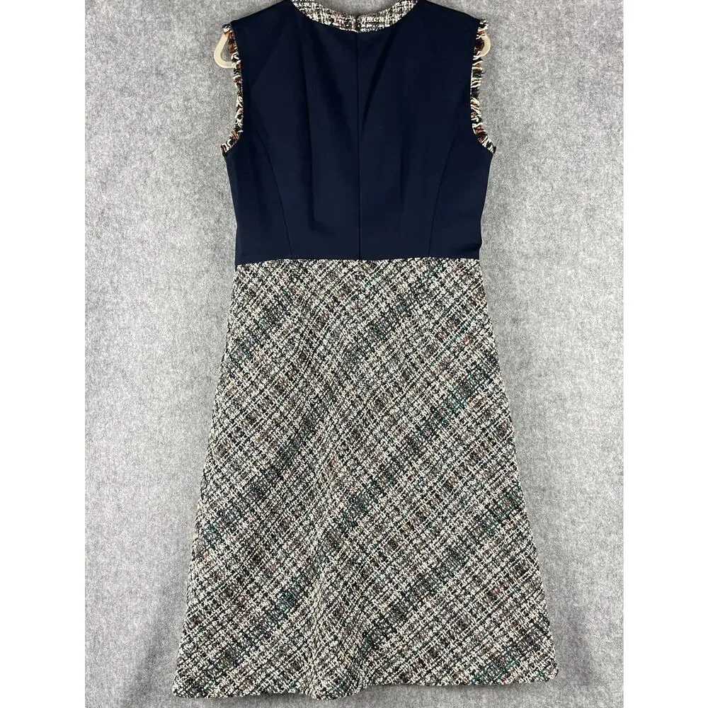 Tory Burch Tweed Pencil‎ Dress Women 10 Textured Academia Career Old Money NEW